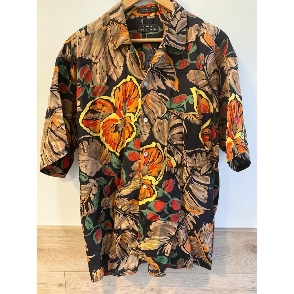 Generra‎ Men's Collective Unique Print Button Down Men's Large Vintage Shirt